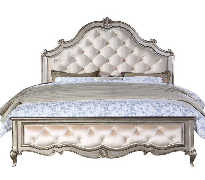 Esteban Antique Champagne Wood/Velvet Queen Bed