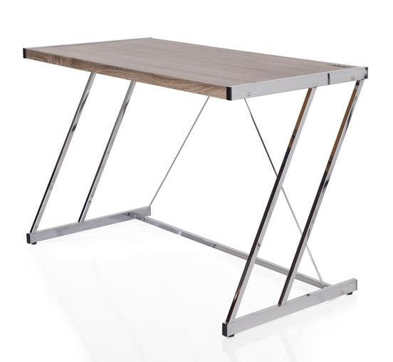 Finis Weathered Oak Wood/Chrome Metal Writing Desk