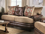 Fletcher Brown/Tan Fabric/Leatherette Loveseat