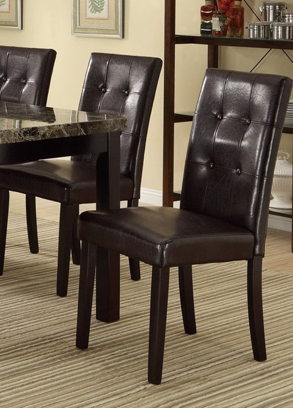 France 2 Brown Faux Leather/Wood Side Chairs