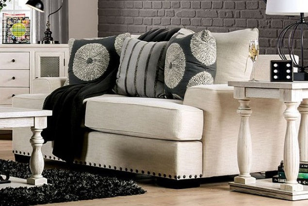 Germaine Ivory Fabric Loveseat