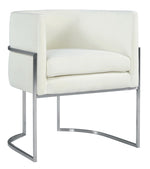 Giselle Cream Velvet/Silver Metal Arm Chair