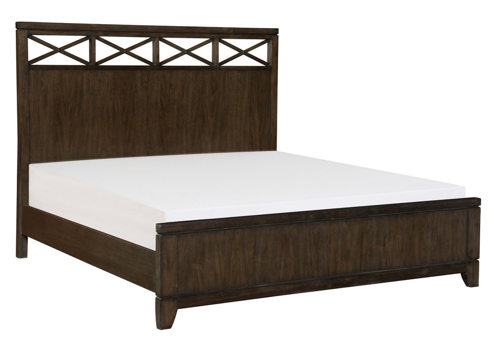 Griggs Dark Brown Wood Queen Panel Bed