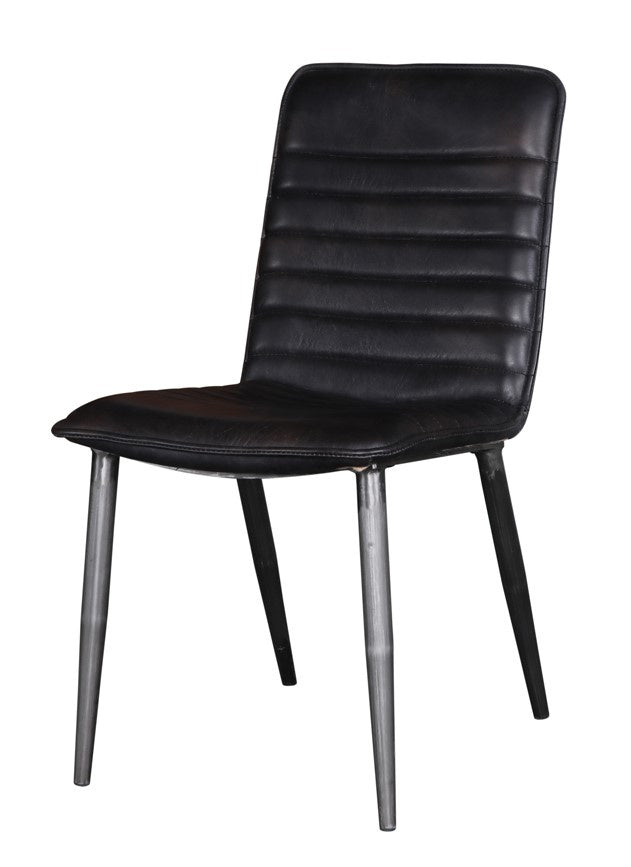 Hosmer 2 Black Top Grain Leather/Antique Black Side Chairs