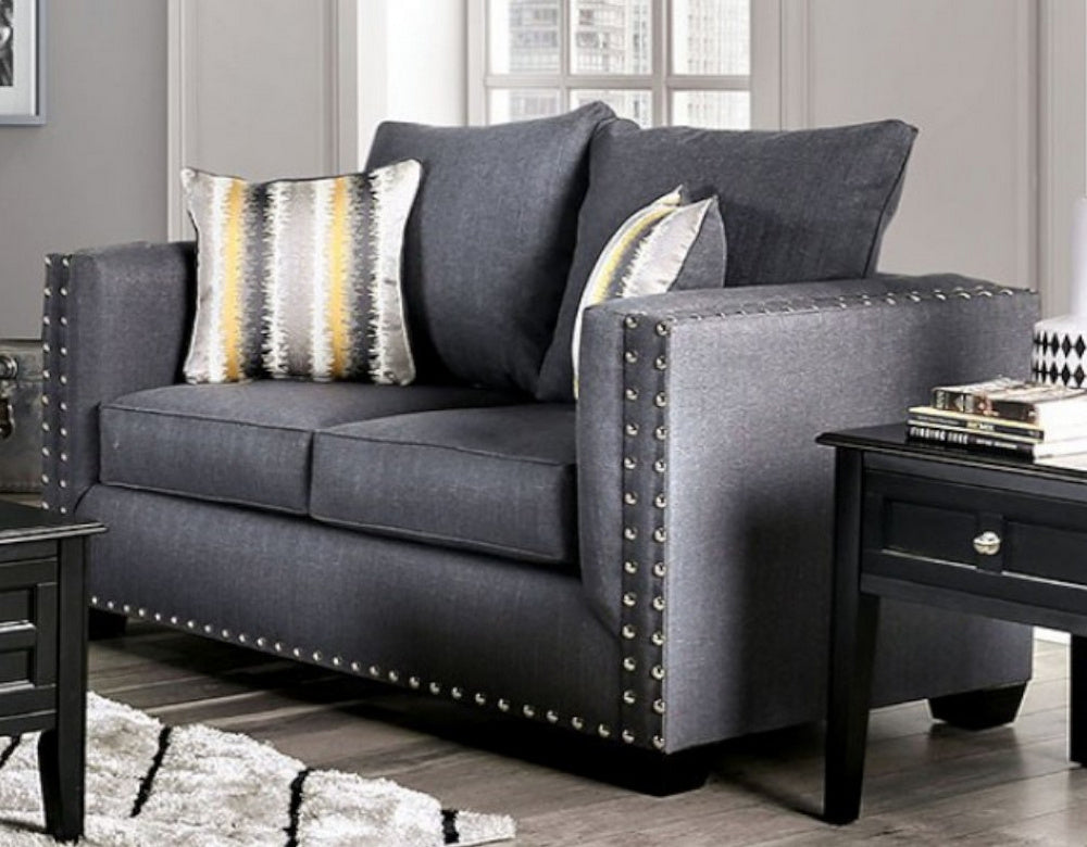 Inkom Slate Linen-Like Fabric Loveseat