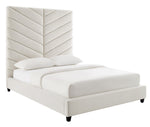 Javan Cream Plush Velvet King Bed (Oversized)