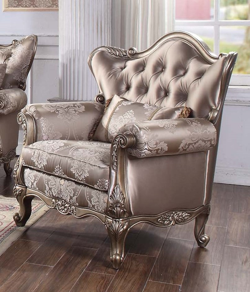 Jayceon Champagne Fabric Tufted Chair