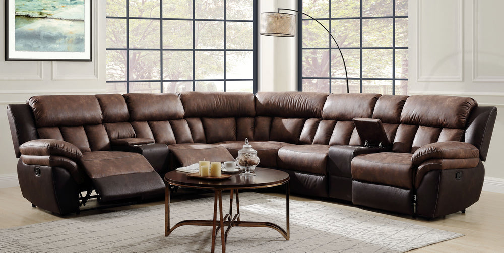 Jaylen 7-Pc Toffee/Espresso Manual Recliner Sectional Sofa