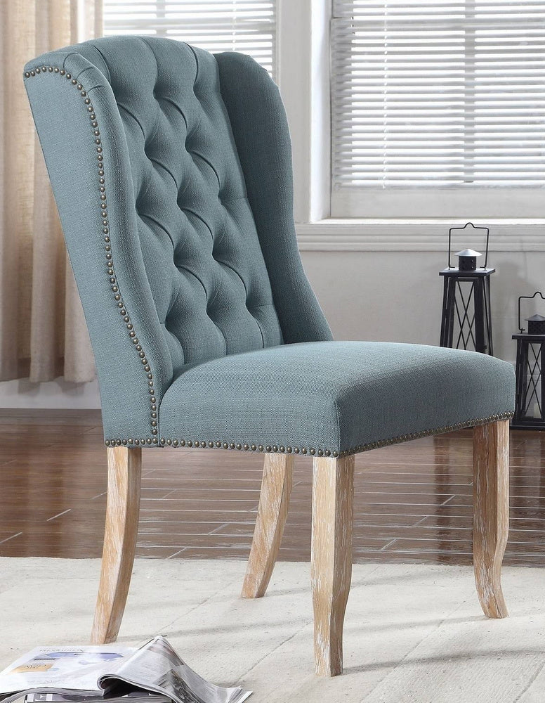 Jodee 2 Sea Blue Linen/Wood Side Chairs