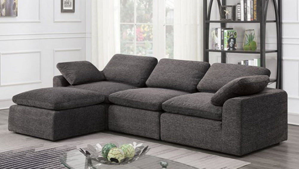 Joel 4-Pc Gray Chenille Modular Sectional