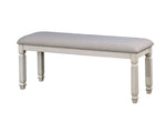 Kaliyah Vintage White/Light Gray Fabric Bench