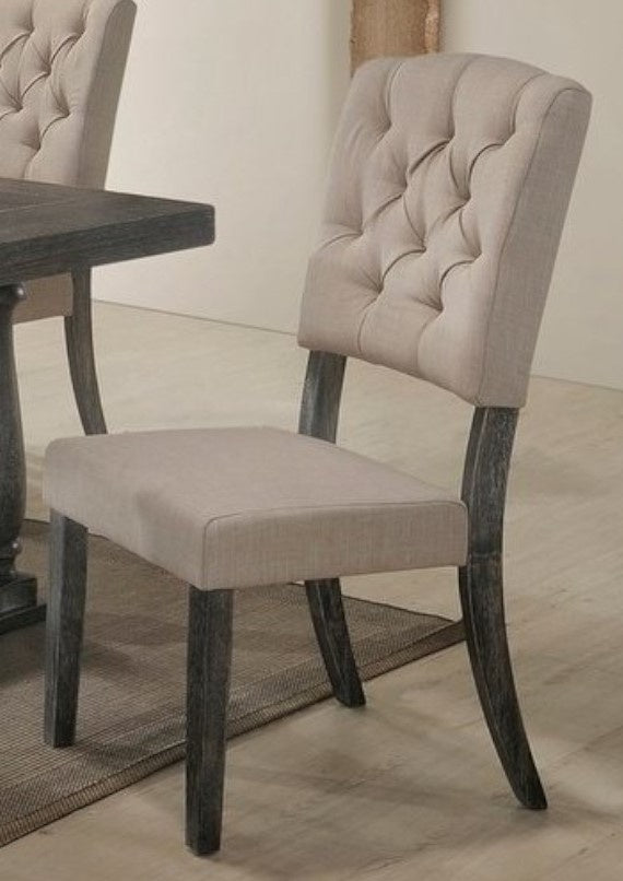 Katrina 2 Beige Fabric/Wood Side Chairs