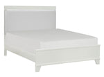 Kerren White Wood King Bed with Faux Leather Headboard