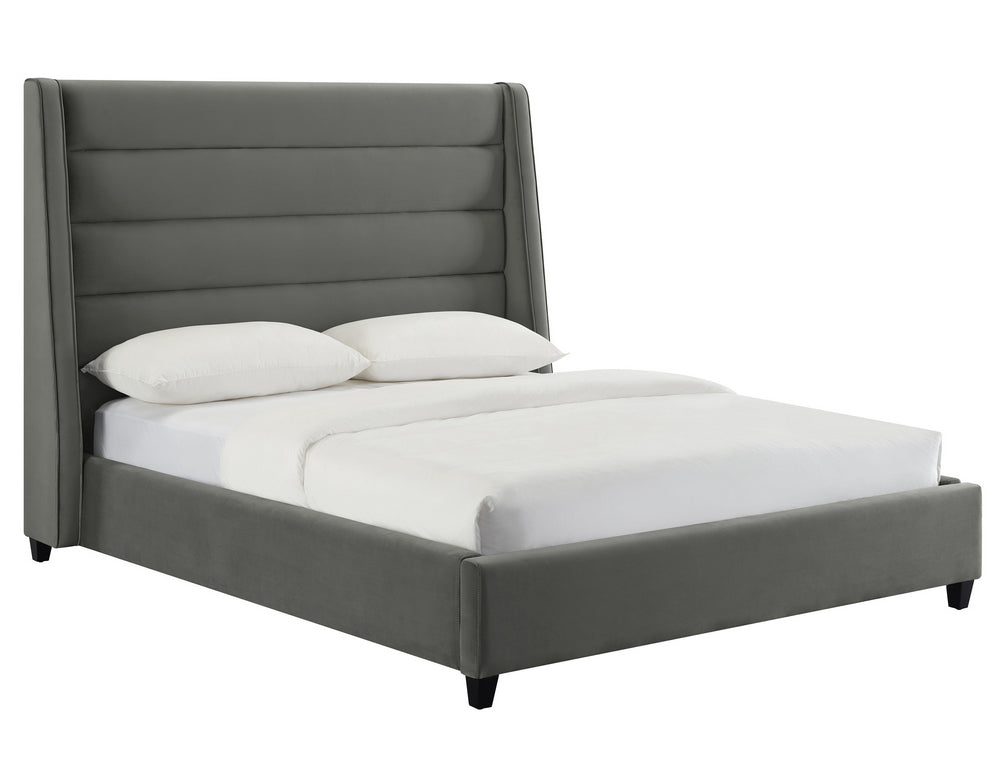 Koah Grey Velvet King Platform Bed