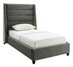 Koah Grey Velvet Twin Platform Bed