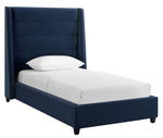 Koah Navy Velvet Twin Platform Bed