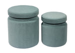 Kris 2 Sea Blue Velvet Storage Ottomans