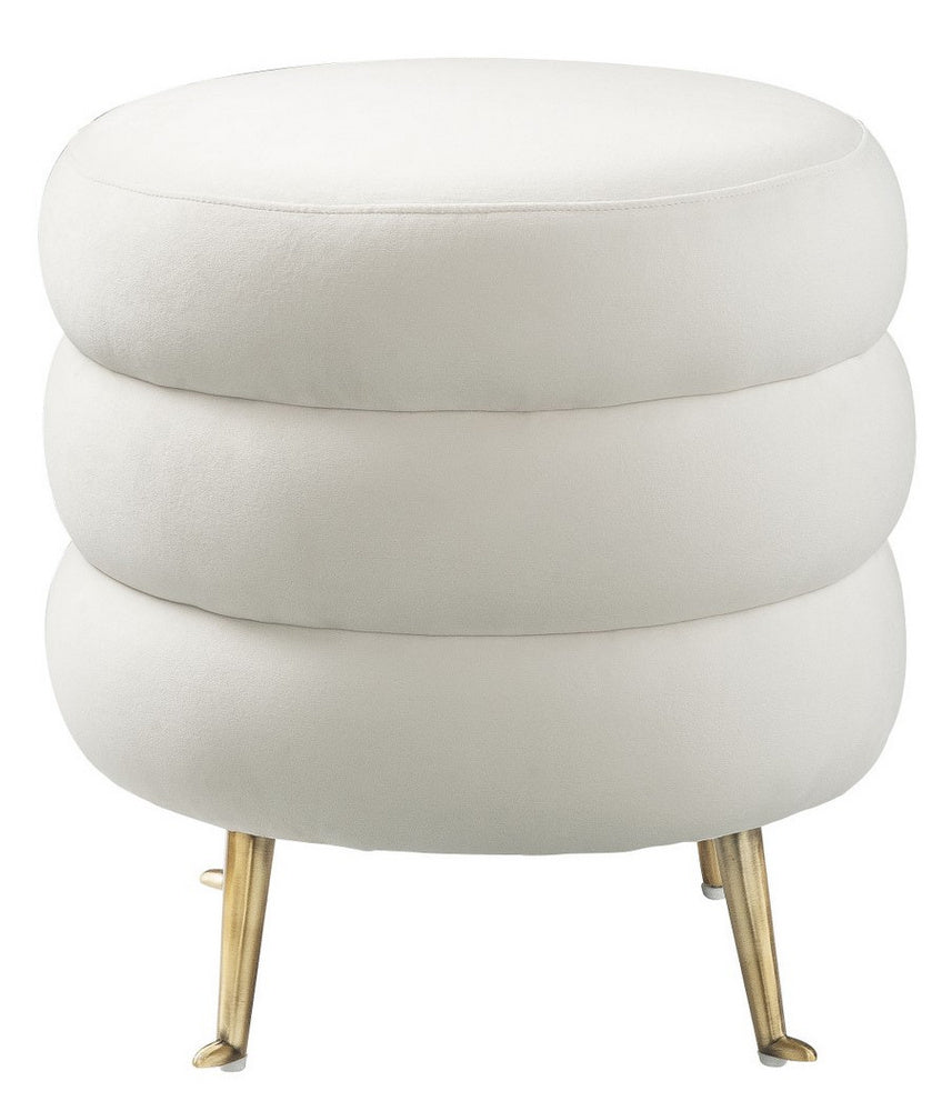 Ladder Contemporary Cream Velvet Ottoman