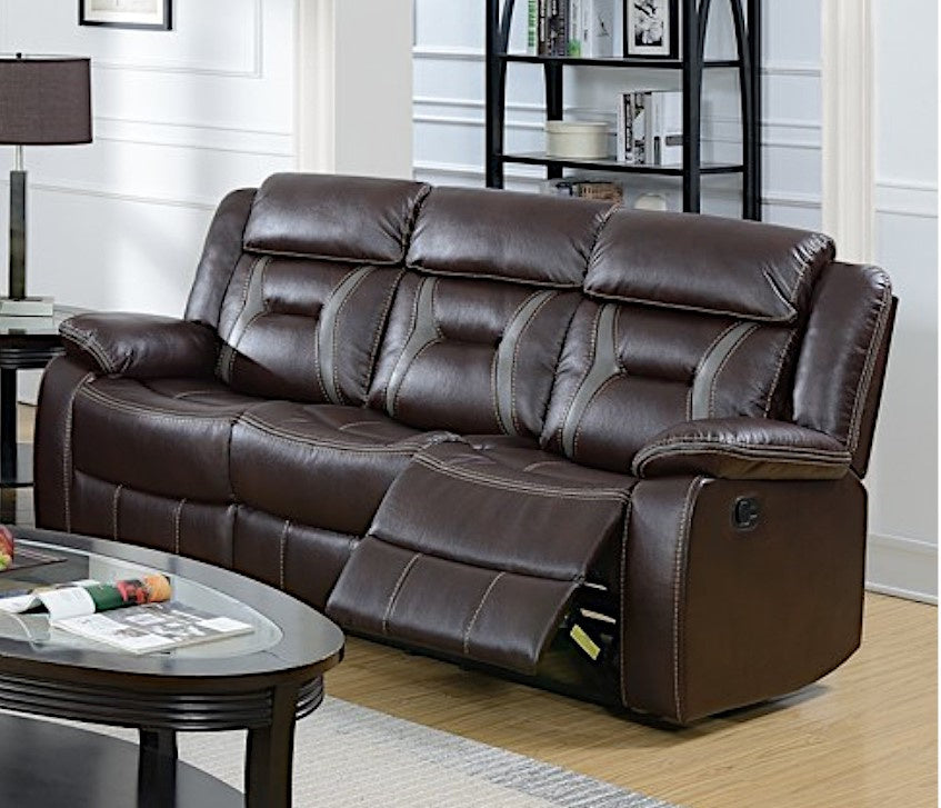 Leona Dark Brown Gel Leatherette Manual Recliner Sofa