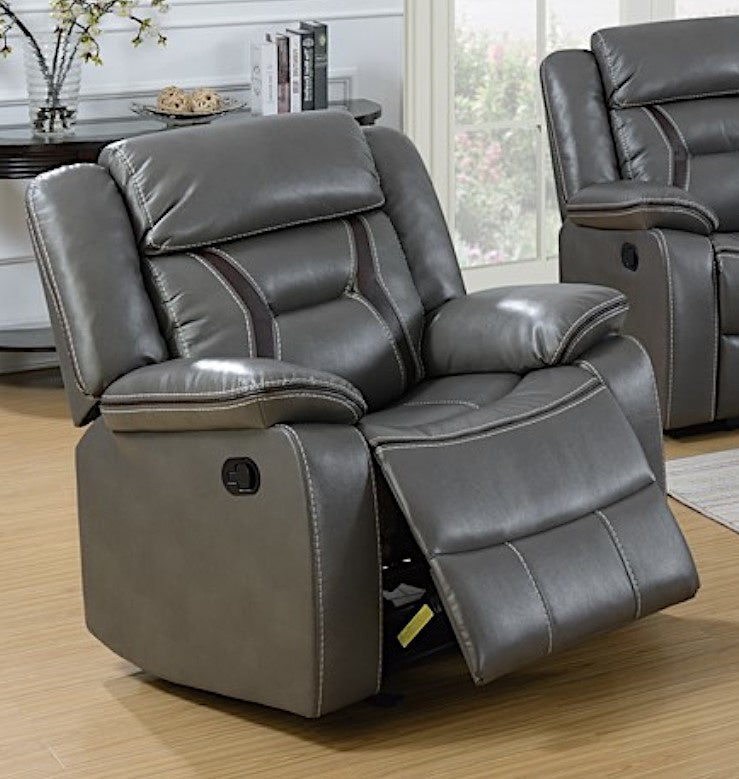 Leona Grey Gel Leatherette Manual Glider Recliner