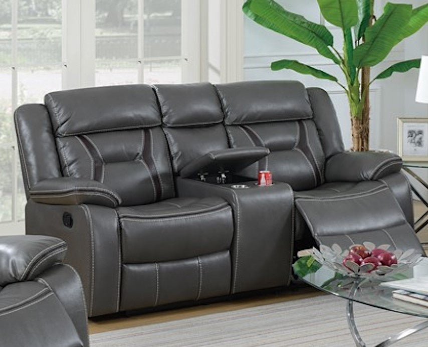 Leona Grey Gel Leatherette Manual Recliner Loveseat