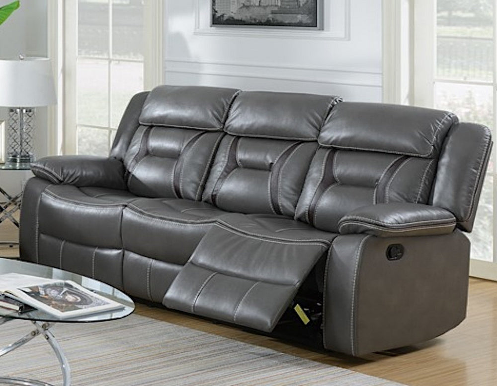 Leona Grey Gel Leatherette Manual Recliner Sofa