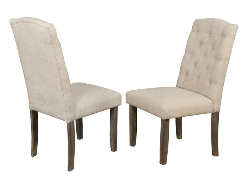 Mazikeen 2 Beige Fabric/Wood Side Chairs