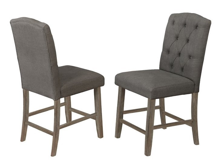 Mazikeen 2 Gray Fabric Counter Height Chairs