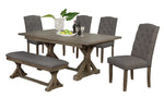 Mazikeen 6-Pc Gray Wood Dining Table Set