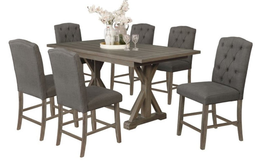 Mazikeen 7-Pc Gray Counter Height Table Set
