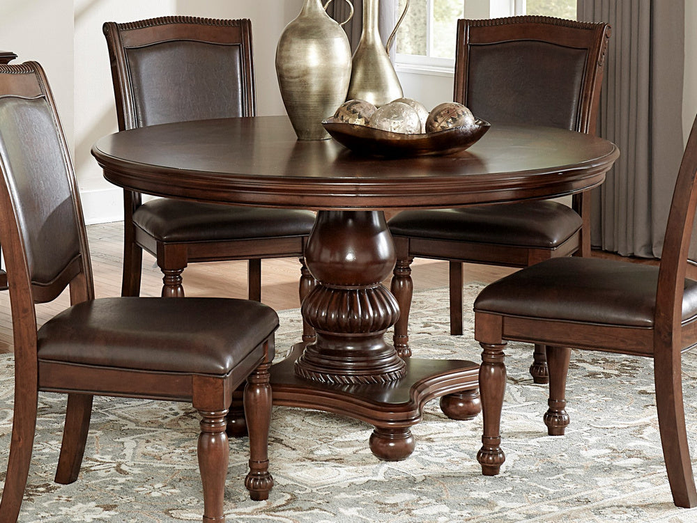 Lordsburg Brown Cherry Parquet Veneer Dining Table