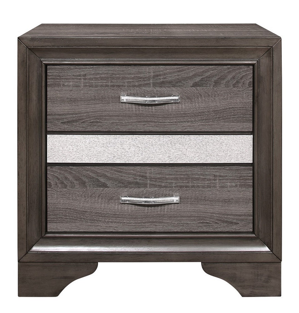 Luster Gray Wood Nightstand with Jewelry Drawer