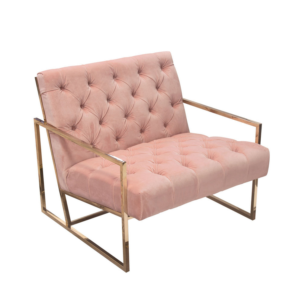 Luxe Blush Pink Velvet Fabric Accent Chair