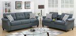 Maike 2-Pc Blue Grey Linen-Like Fabric Sofa Set