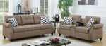 Maike 2-Pc Light Coffee Linen-Like Fabric Sofa Set