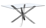 Beverley Chrome Metal/Clear Glass Dining Table