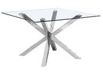 Beverley Clear Glass/Chrome Metal Dining Table