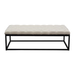 Mateo Desert Sand Linen Large Tufted Bench