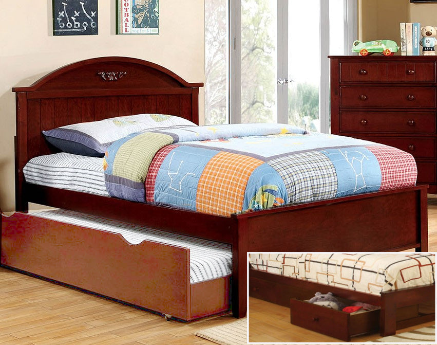 Medina Cherry Wood Full Bed w/Underbed Drawers