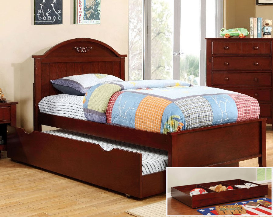 Medina Cherry Wood Twin Bed w/Trundle-Drawers