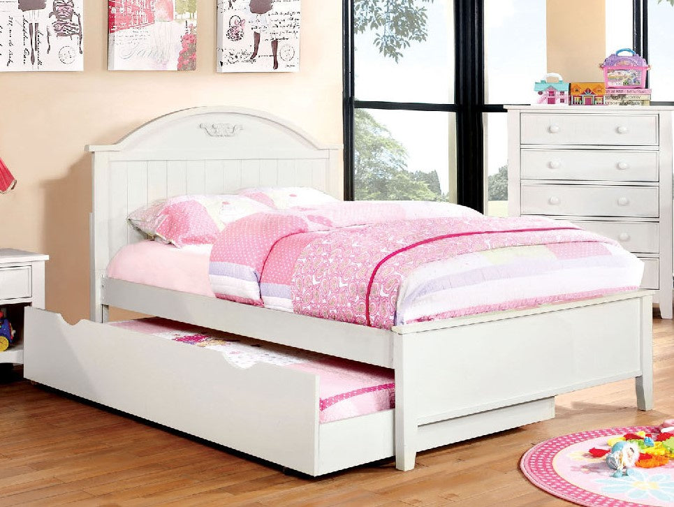 Medina White Wood Full Bed with Trundle