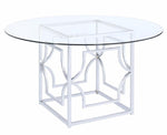 Mischa Chrome Metal Dining Table with Round Glass Top