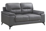 Mischa Modern Dark Gray Leather Loveseat