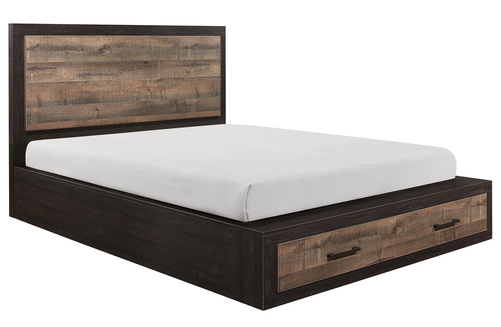 Miter 2-Tone Wood Cal King Bed with Storage