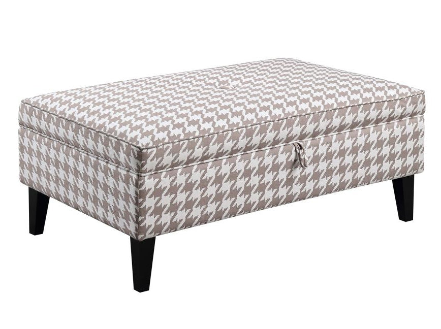 McLoughlin White/Beige Flat Weave Lift-Top Storage Ottoman