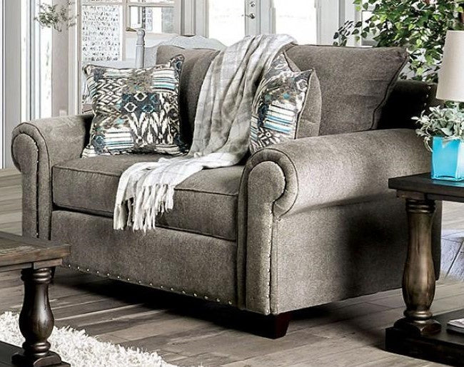 Mott Gray Chenille Loveseat