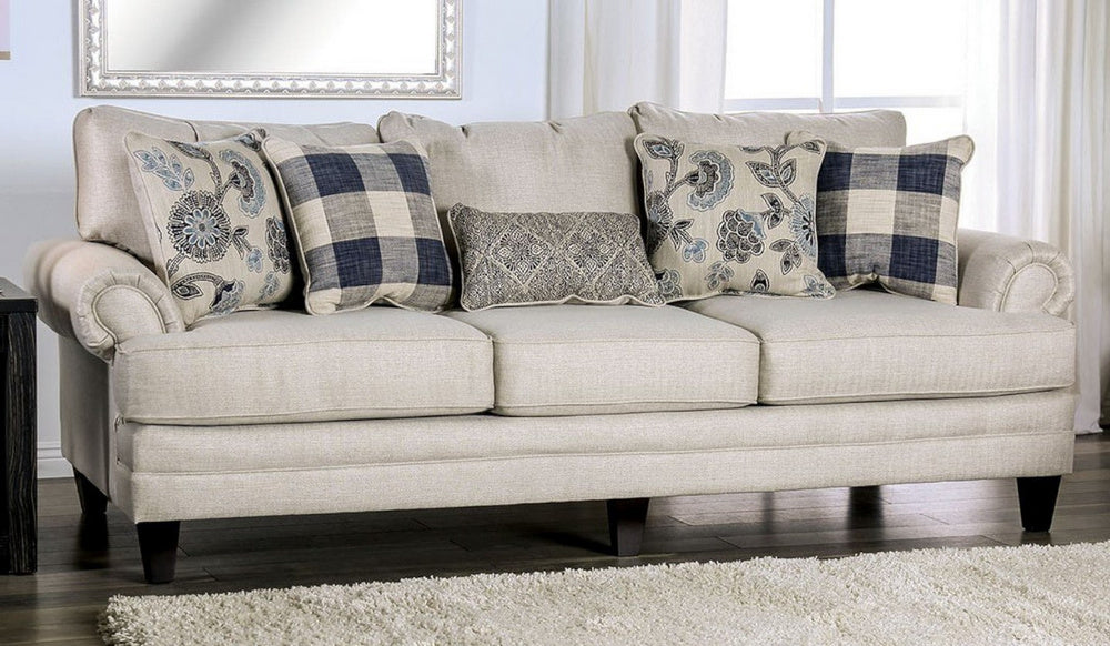 Nash Ivory Linen-Like Fabric Sofa (Oversized)
