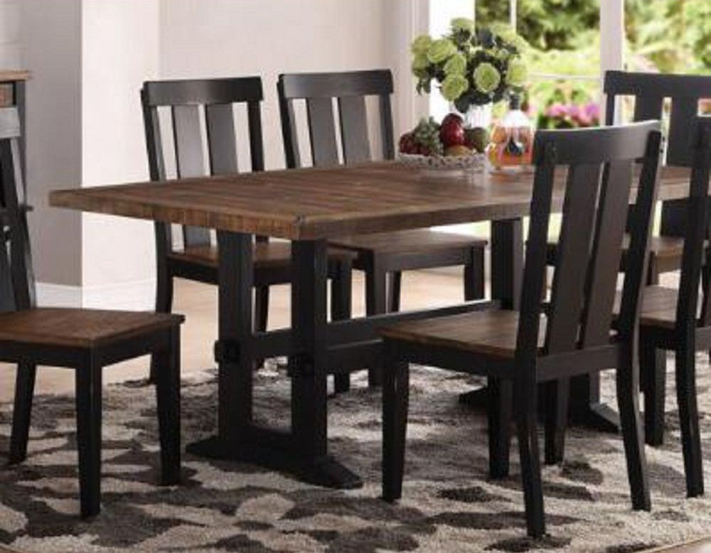 Ninon Dark Brown/Black Wood Rectangular Dining Table