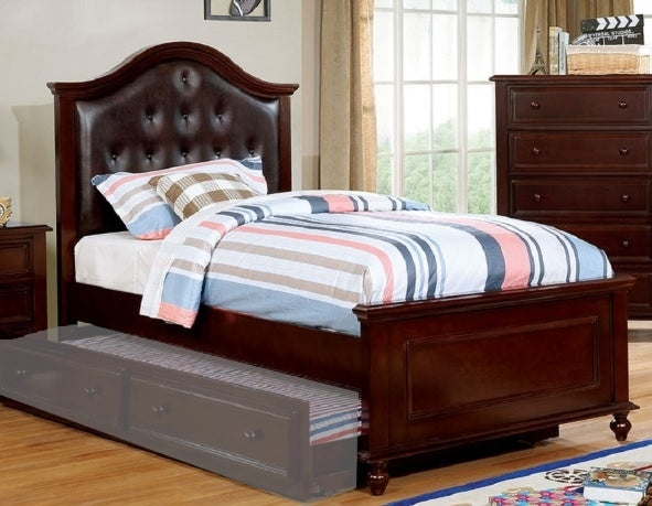 Olivia Twin Bed w/Padded Leatherette Headboard