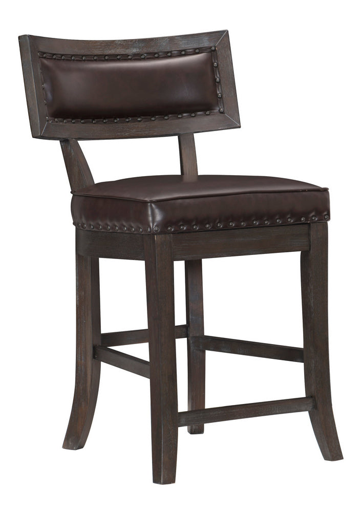 Oxton 2 Brown Faux Leather/Wood Counter Height Chairs